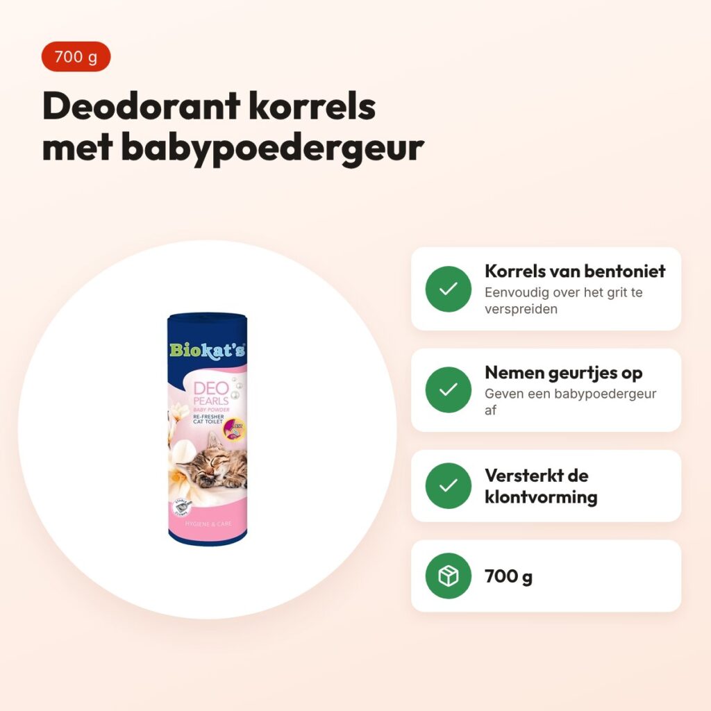 Biokat's Deo Pearls Baby Powder 700 g – kattenbakdeodorant korrels – voordelen
