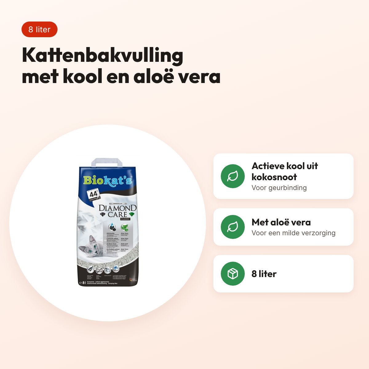 Biokat's Diamond Care Classic kattenbakvulling actieve kool 8 liter – voordelen