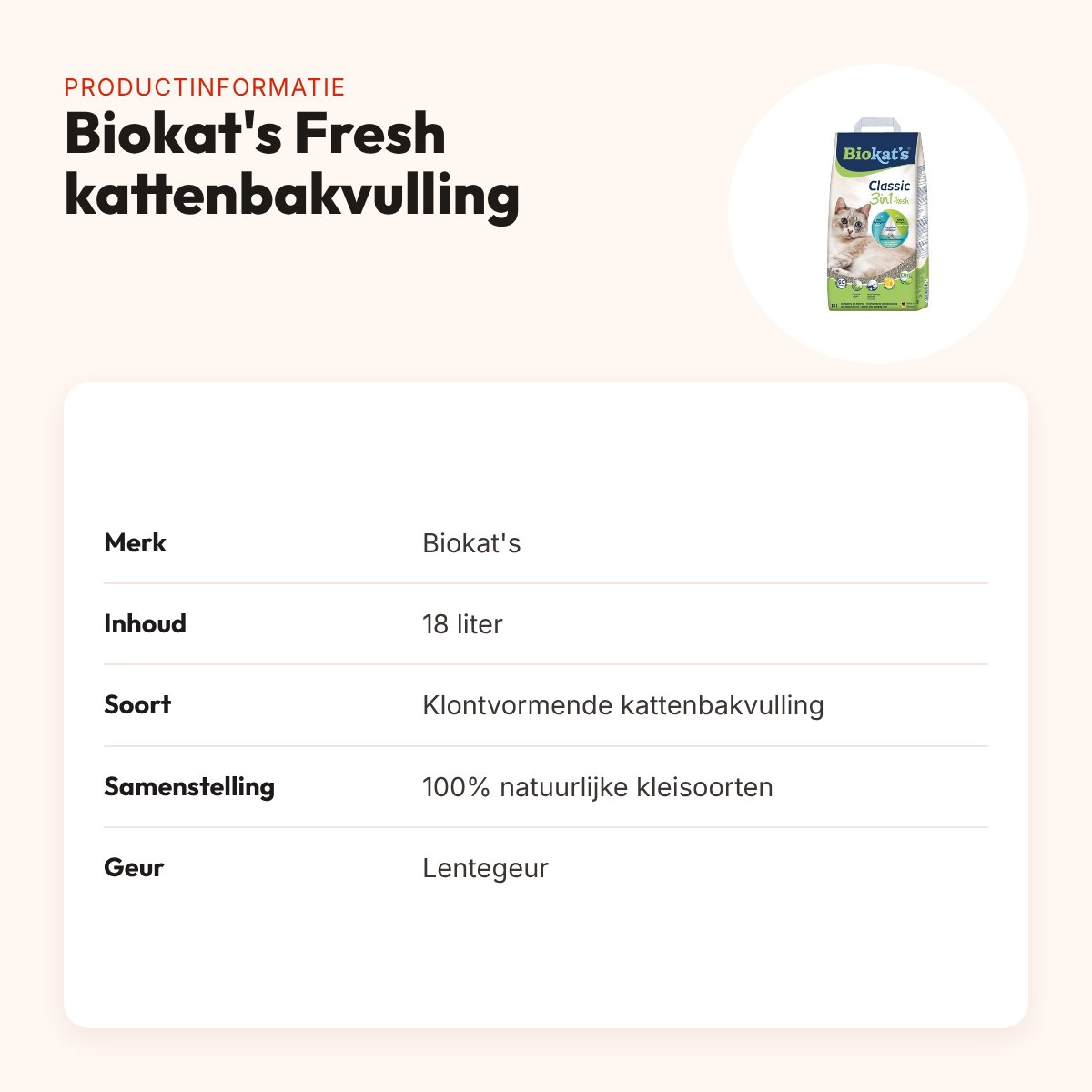 Biokat's Fresh kattenbakvulling klontvormend lentegeur 18 liter – productinformatie