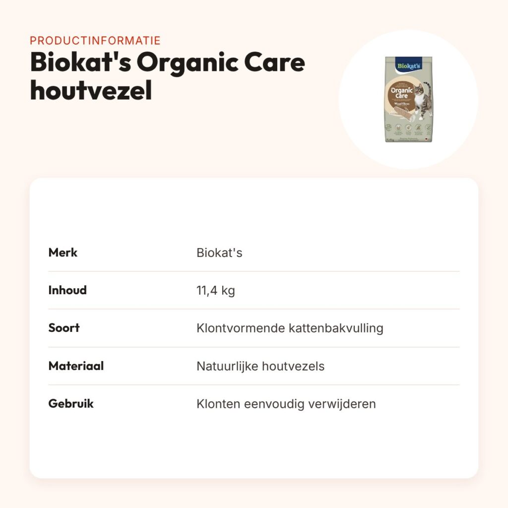 Biokat's kattenbakvulling Organic Care houtvezel 11,4 kg – klontvormend – productinformatie