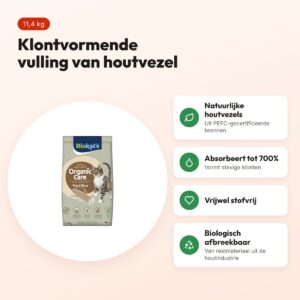 Biokat's kattenbakvulling Organic Care houtvezel 11,4 kg – klontvormend – voordelen