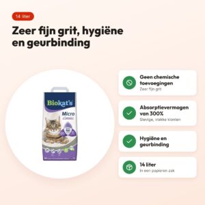 Biokat's Micro Classic kattenbakvulling fijnkorrelig 14 liter – voordelen