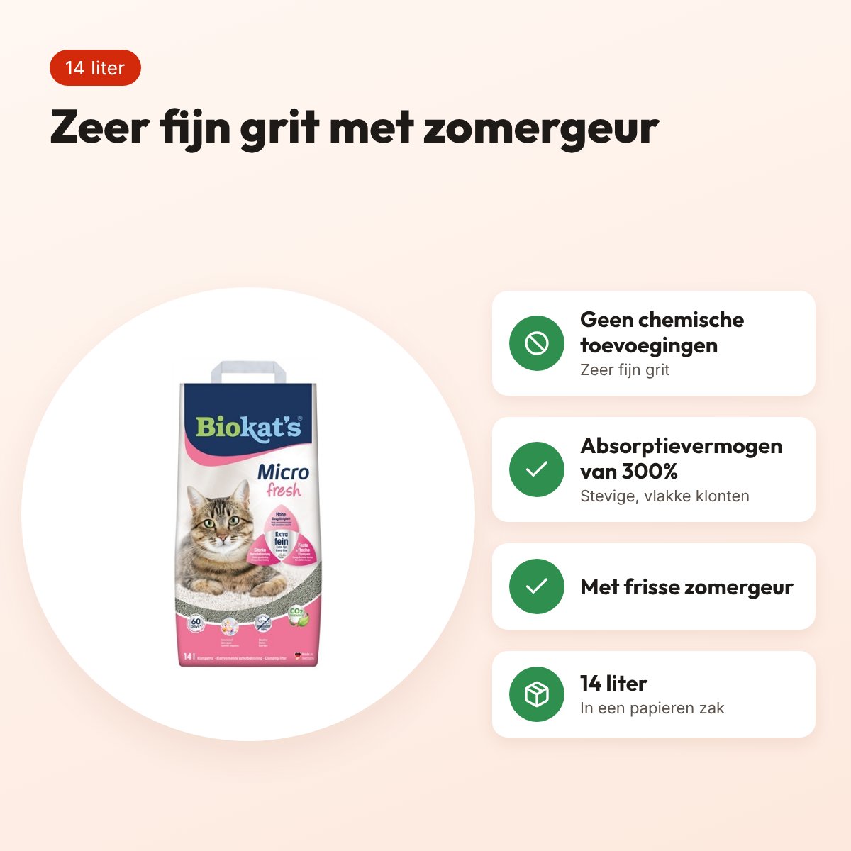 Biokat's Micro Fresh Summerbreeze kattenbakvulling fijnkorrelig 14 liter – voordelen