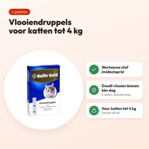 Bolfo Gold vlooiendruppels kat 40 – 2 pipetten voor katten tot 4 kg – voordelen