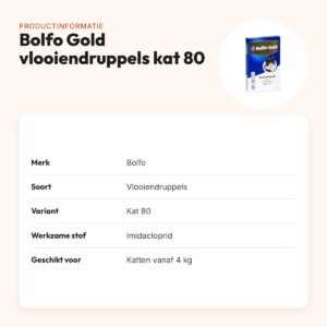 Bolfo Gold vlooiendruppels kat 80 – per pipet, voor katten vanaf 4 kg – productinformatie