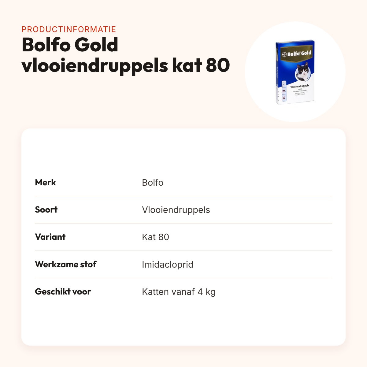 Bolfo Gold vlooiendruppels kat 80 – per pipet, voor katten vanaf 4 kg – productinformatie