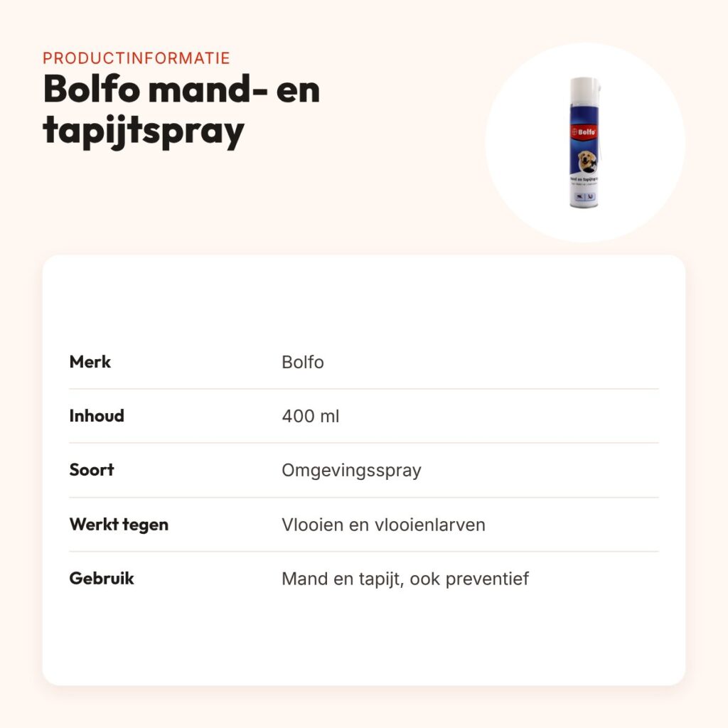 Bolfo mand- en tapijtspray 400 ml – omgevingsspray tegen vlooien en larven – productinformatie