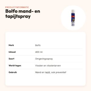 Bolfo mand- en tapijtspray 400 ml – omgevingsspray tegen vlooien en larven – productinformatie