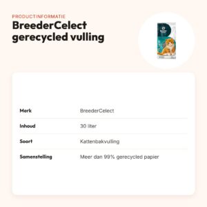 BreederCelect kattenbakvulling gerecycled papier 30 liter – absorberend – productinformatie