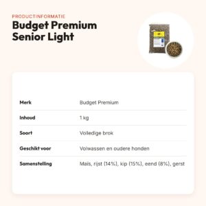 Budget Premium hondenvoer Senior Light 1 kg – licht verteerbaar – productinformatie