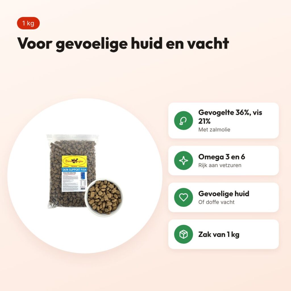 Budget Premium hondenvoer Skin Support Fish 1 kg – zalm, gevoelige huid – voordelen