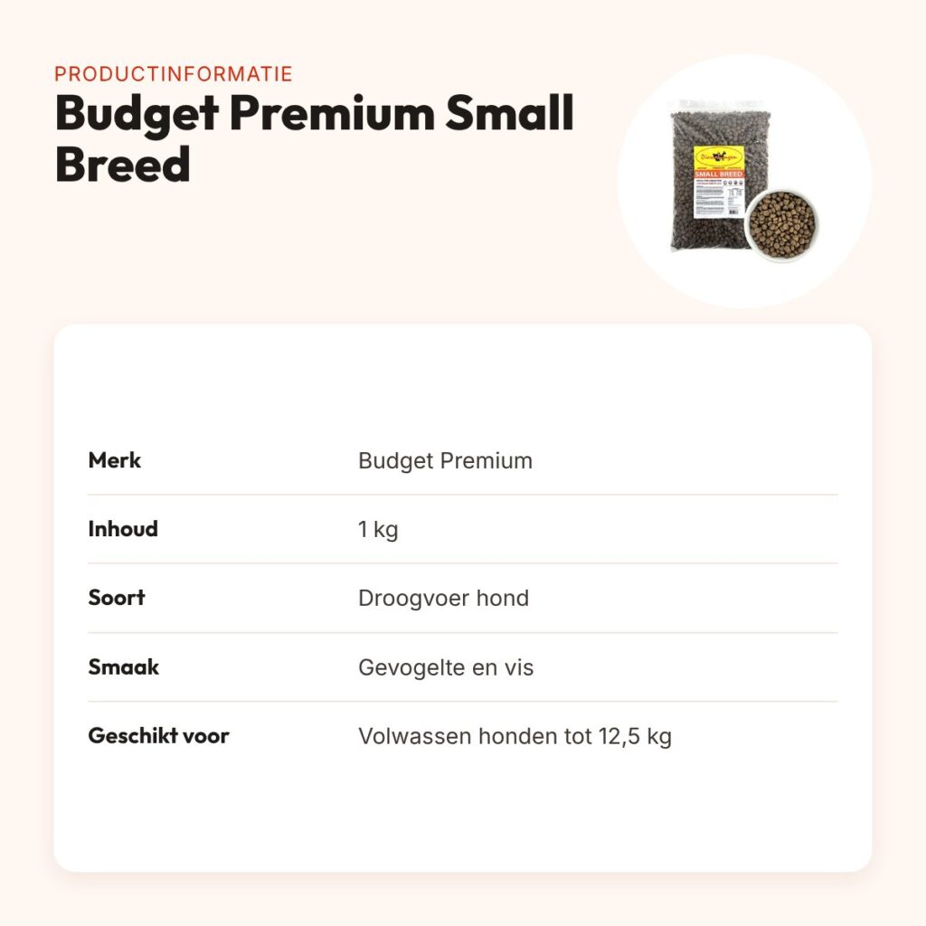 Budget Premium hondenvoer Small Breed 1 kg – kleine brokjes, tot 12,5 kg – productinformatie