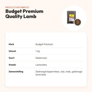 Budget Premium kattenvoer Quality Lamb 1 kg – lamsvlees – productinformatie