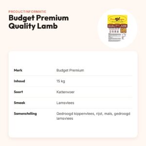 Budget Premium kattenvoer Quality Lamb 15 kg – lamsvlees – productinformatie