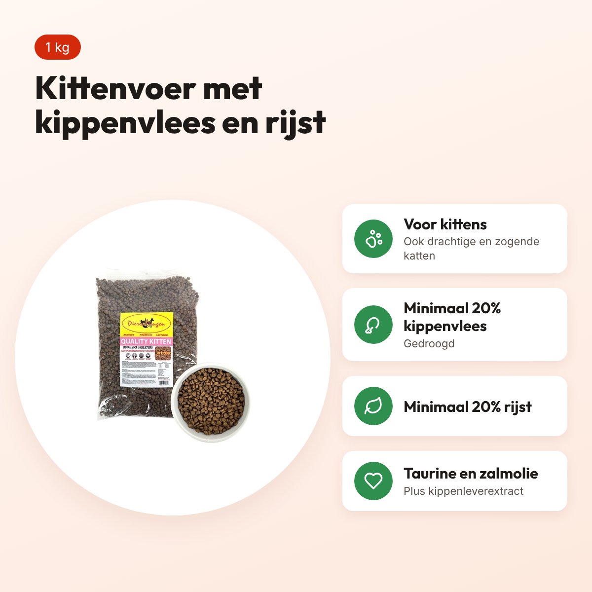Budget Premium kittenvoer Quality Kitten 1 kg – kippenvlees – voordelen