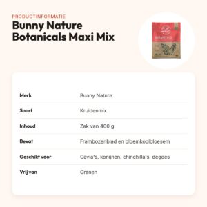 Bunny Nature Botanicals Maxi Mix frambozenblad en bloemkoolbloesem 400 g – productinformatie