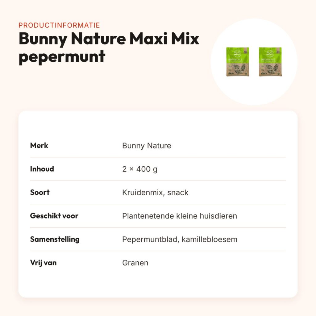 Bunny Nature Botanicals Maxi Mix pepermuntblad 400 g – multipack 2 stuks – productinformatie