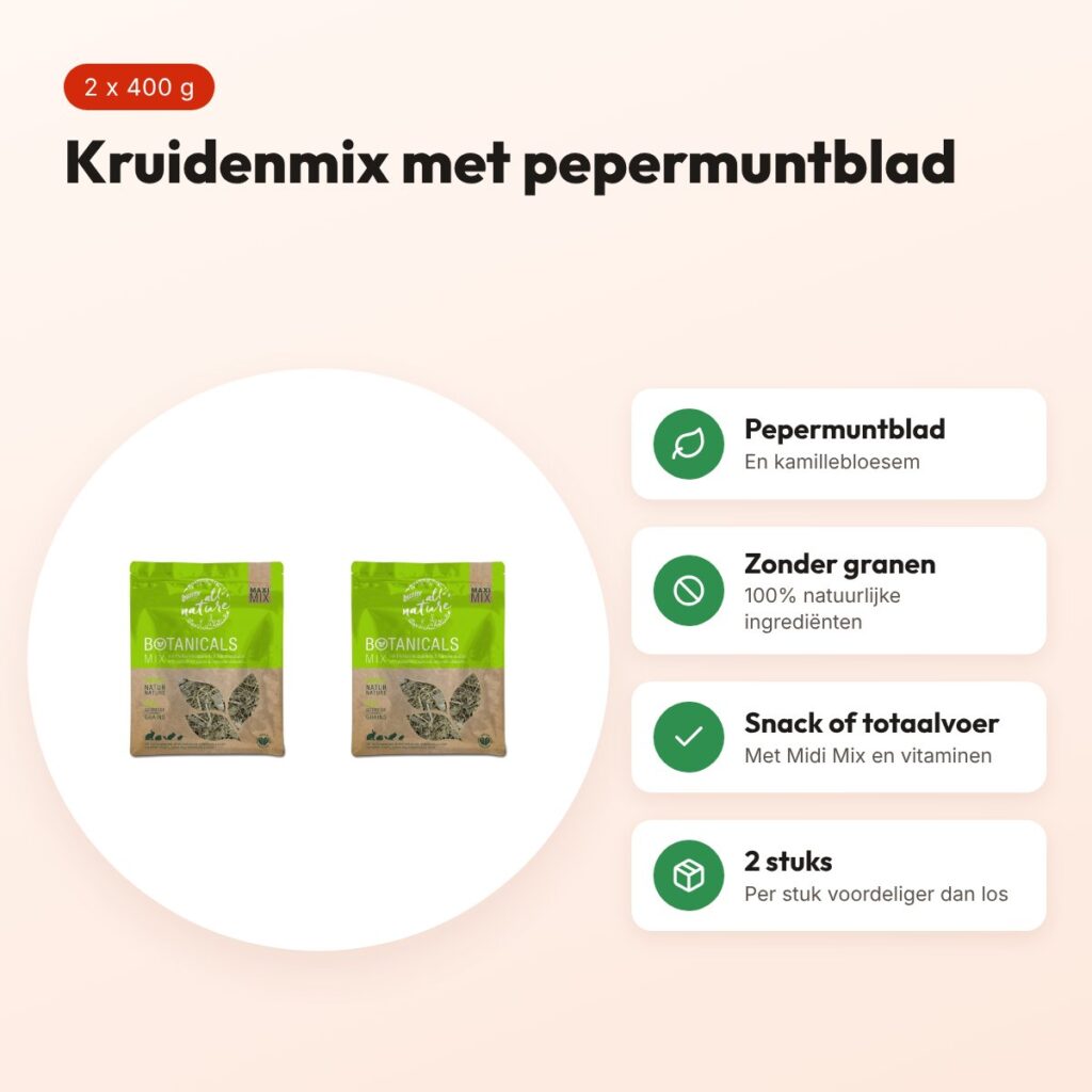 Bunny Nature Botanicals Maxi Mix pepermuntblad 400 g – multipack 2 stuks – voordelen