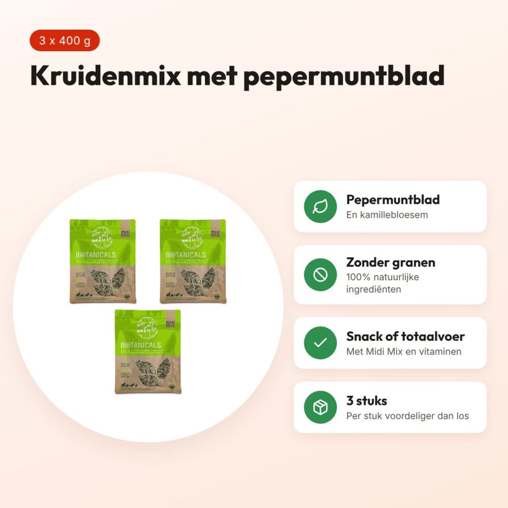 Bunny Nature Botanicals Maxi Mix pepermuntblad 400 g – multipack 3 stuks – voordelen