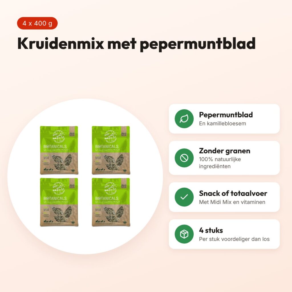 Bunny Nature Botanicals Maxi Mix pepermuntblad 400 g – multipack 4 stuks – voordelen