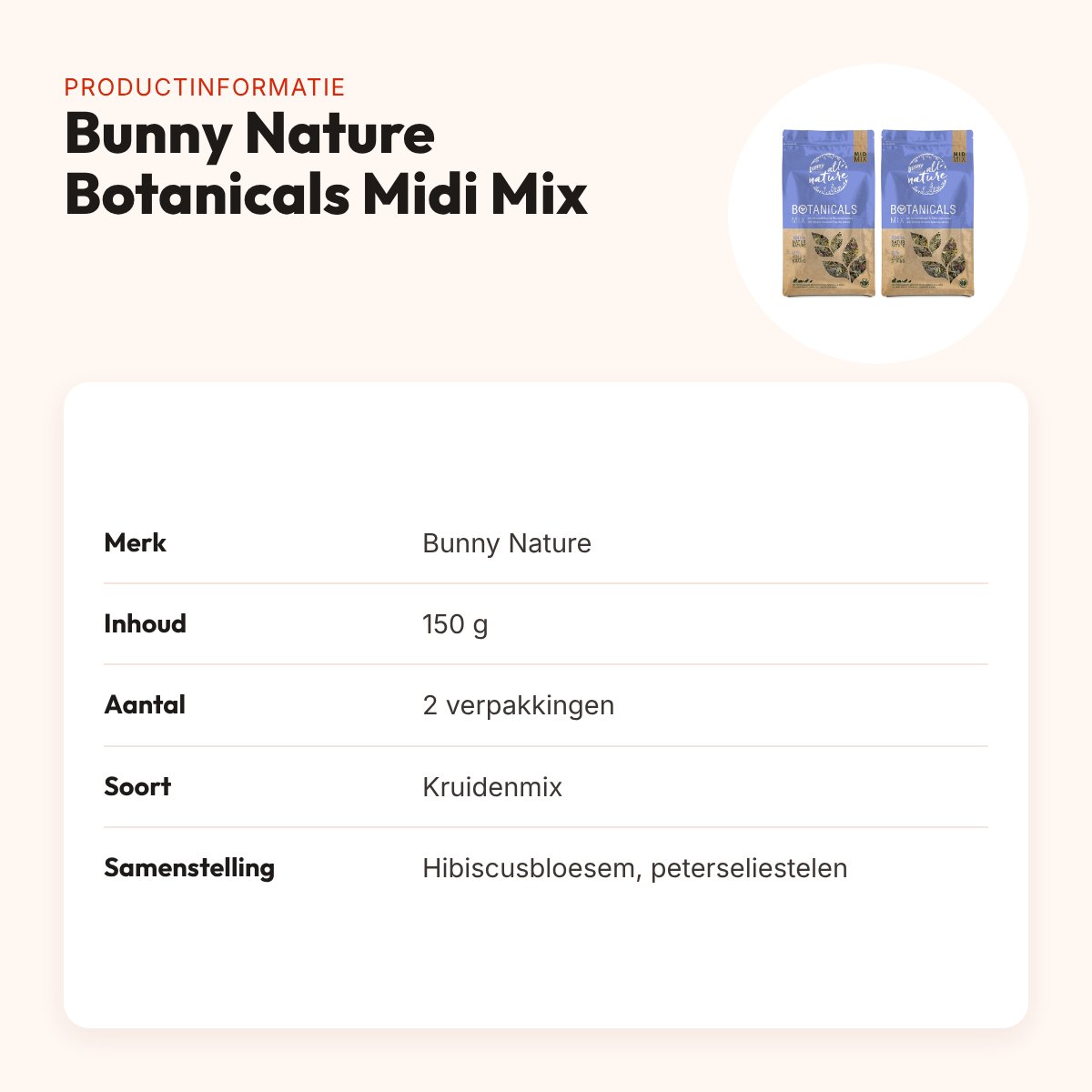 Bunny Nature Botanicals Midi Mix hibiscusbloesem 150 g – multipack 2 stuks – productinformatie
