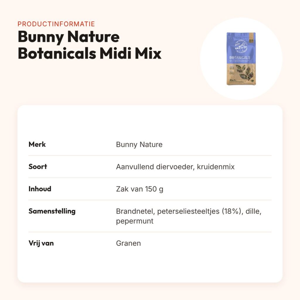 Bunny Nature Botanicals Midi Mix hibiscusbloesem en peterseliestelen 150 g – productinformatie