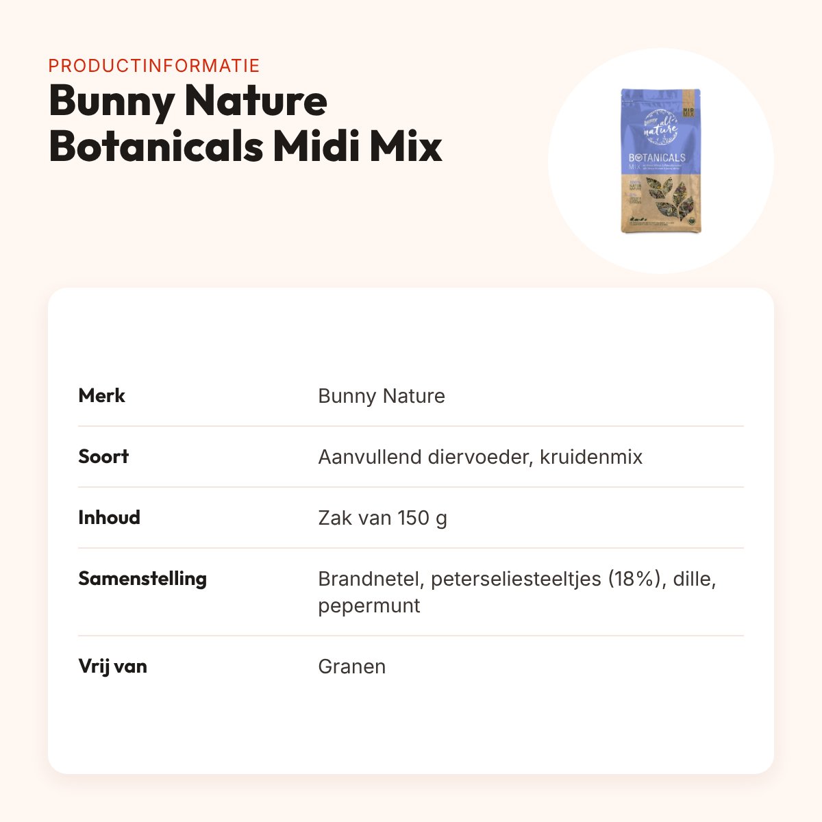 Bunny Nature Botanicals Midi Mix hibiscusbloesem en peterseliestelen 150 g – productinformatie