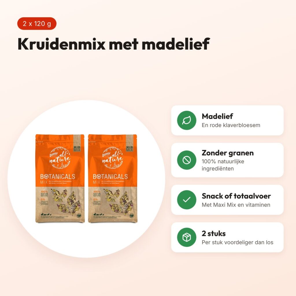 Bunny Nature Botanicals Midi Mix madelief 120 g – multipack 2 stuks – voordelen