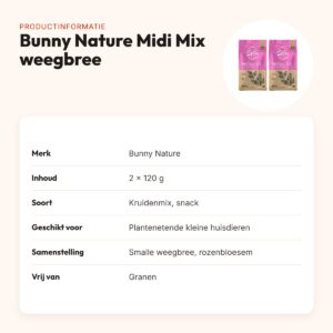 Bunny Nature Botanicals Midi Mix smalle weegbree 120 g – multipack 2 stuks – productinformatie