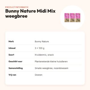 Bunny Nature Botanicals Midi Mix smalle weegbree 120 g – multipack 3 stuks – productinformatie