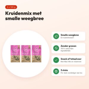 Bunny Nature Botanicals Midi Mix smalle weegbree 120 g – multipack 3 stuks – voordelen