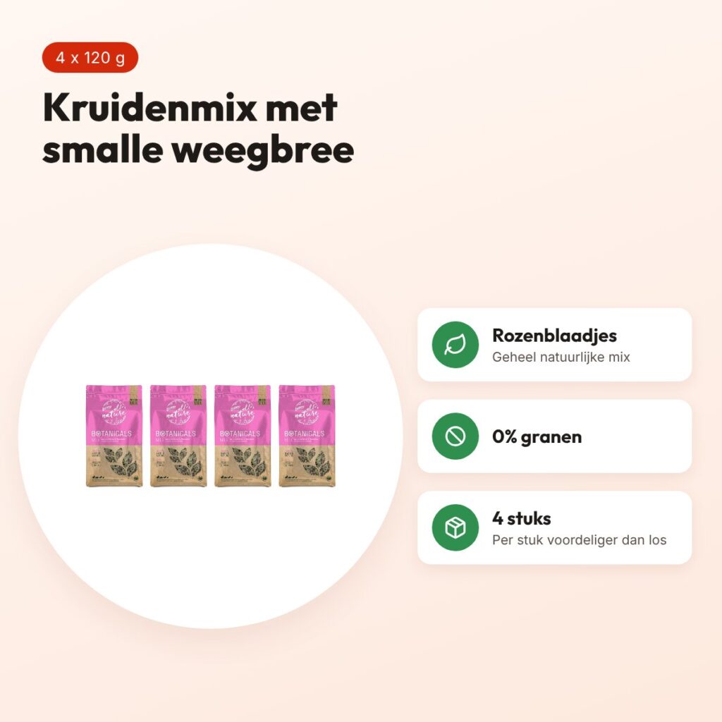 Bunny Nature Botanicals Midi Mix smalle weegbree 120 g – multipack 4 stuks – voordelen