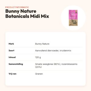 Bunny Nature Botanicals Midi Mix smalle weegbree en rozenbloesem 120 g – productinformatie
