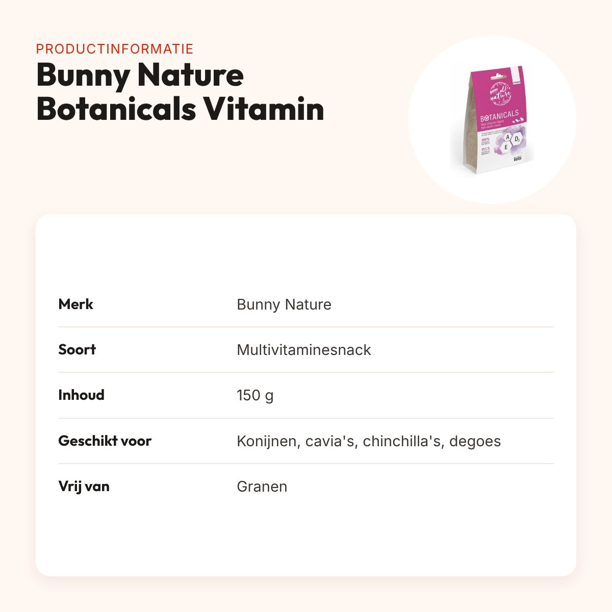 Bunny Nature Botanicals Vitamin multivitaminesnack 150 g – zonder granen – productinformatie