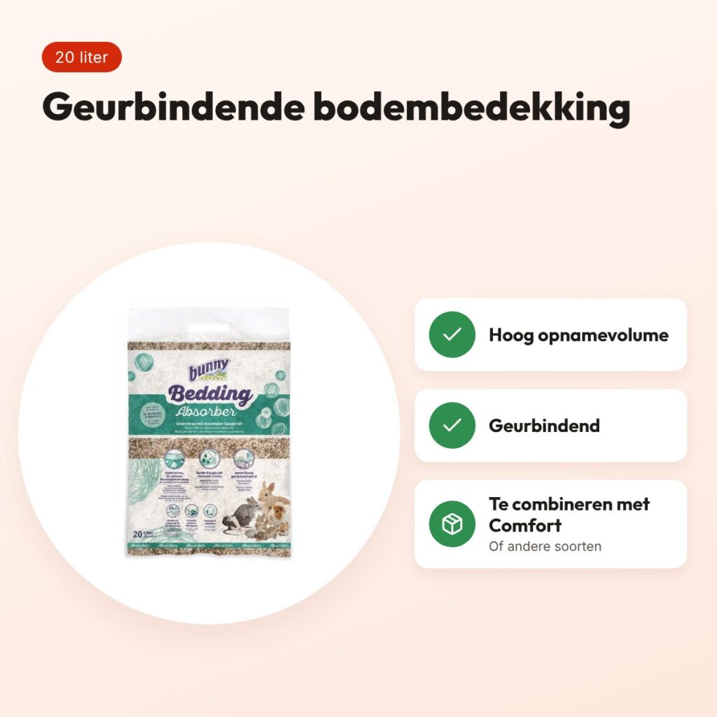 Bunny Nature Bunnybedding Absorber 20 liter – geurbindende bodembedekking – voordelen