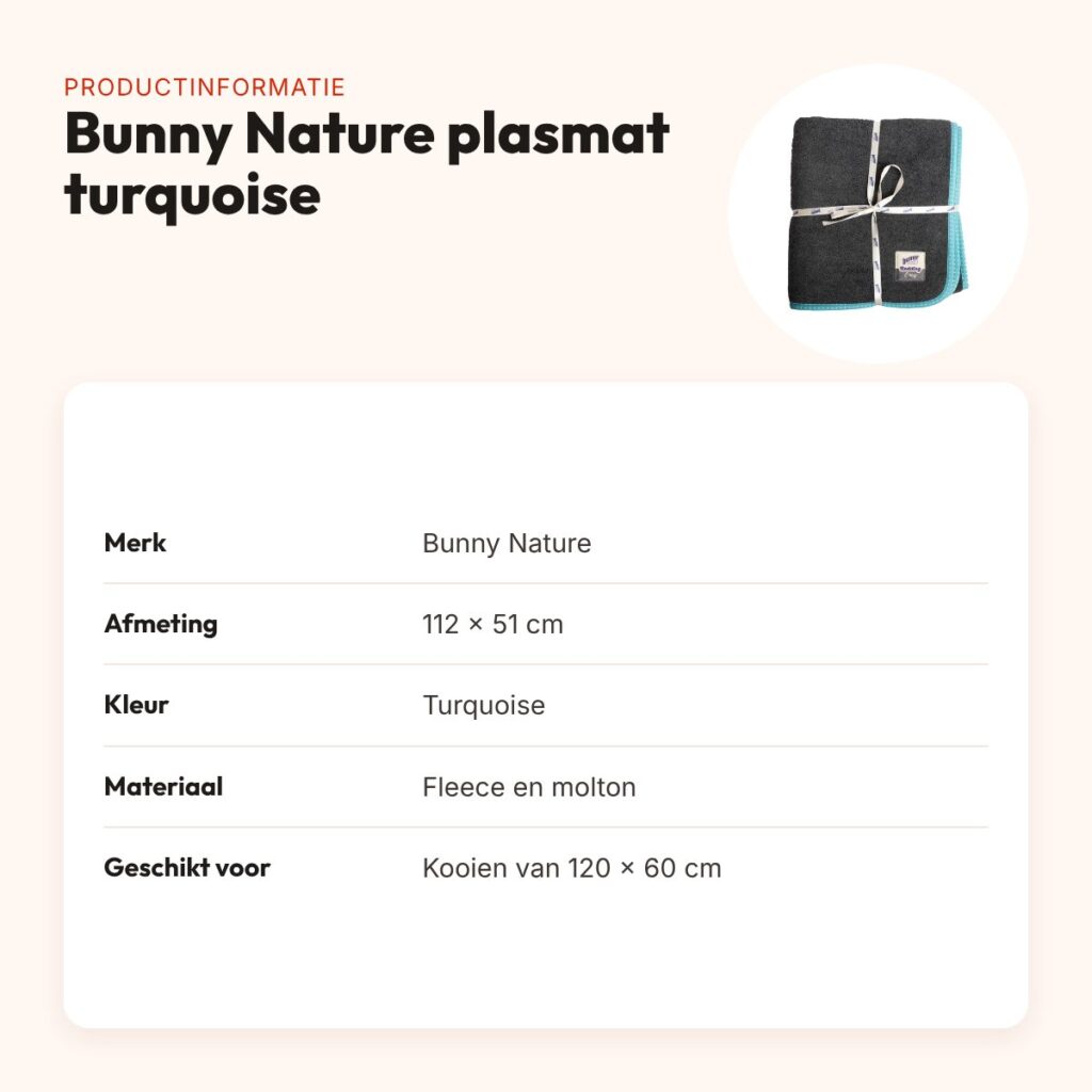 Bunny Nature Bunnybedding Easy plasmat turquoise 112 x 51 cm – productinformatie
