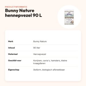 Bunny Nature Bunnybedding hennepvezel 90 liter – zachte bodembedekking – productinformatie