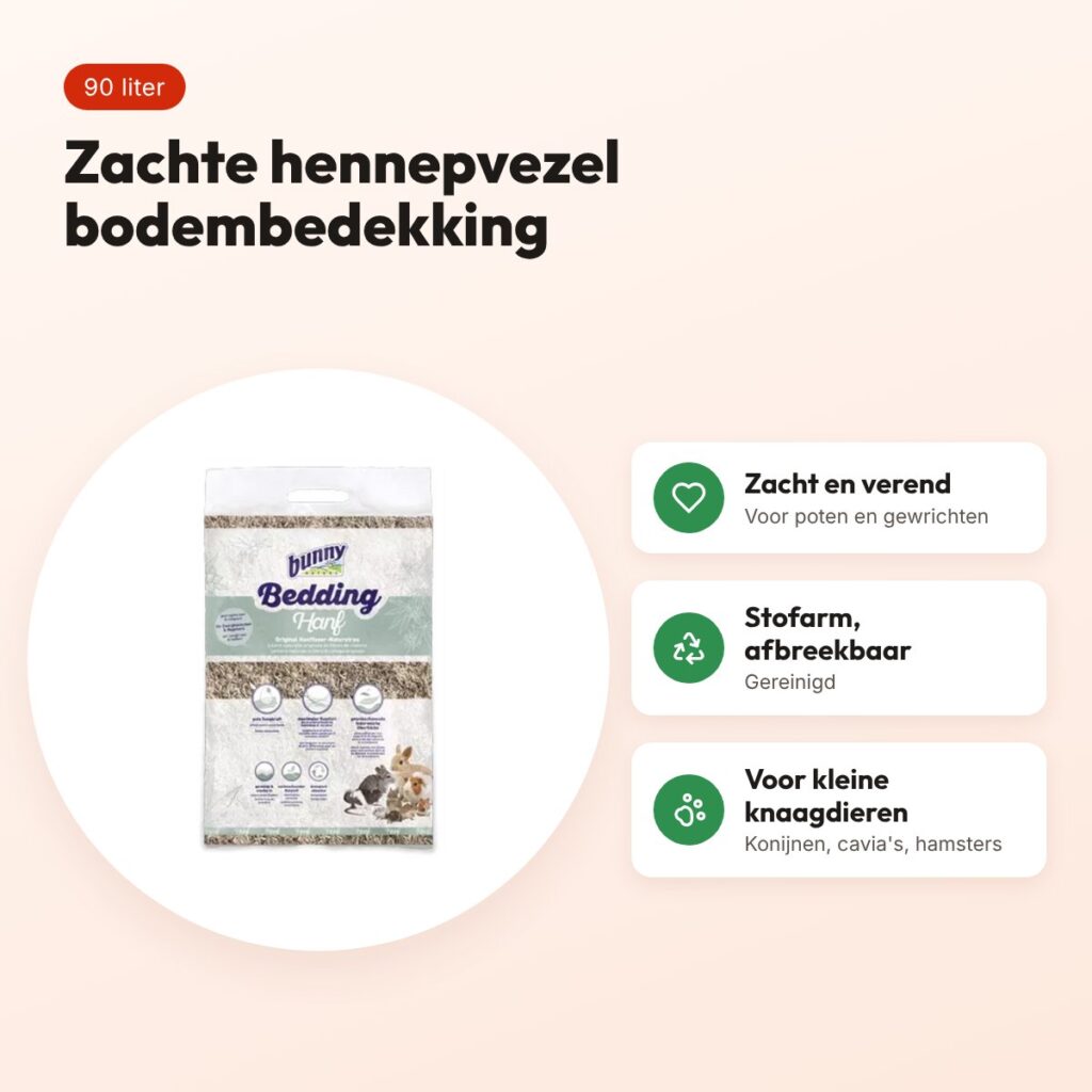 Bunny Nature Bunnybedding hennepvezel 90 liter – zachte bodembedekking – voordelen