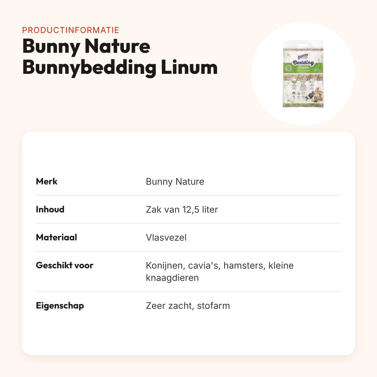 Bunny Nature Bunnybedding Linum vlasvezel 12,5 liter – bodembedekking – productinformatie