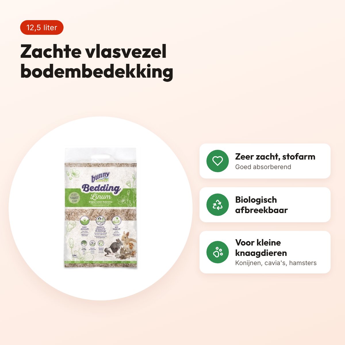Bunny Nature Bunnybedding Linum vlasvezel 12,5 liter – bodembedekking – voordelen
