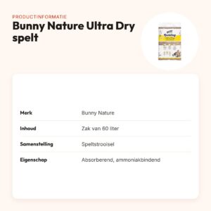 Bunny Nature Bunnybedding Ultra Dry spelt 60 liter – absorberend – productinformatie