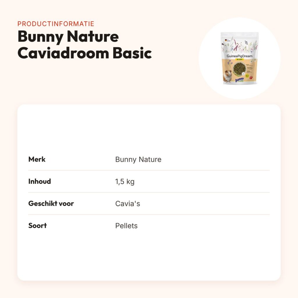 Bunny Nature Caviadroom Basic caviavoer 1,5 kg – 42 planten – productinformatie