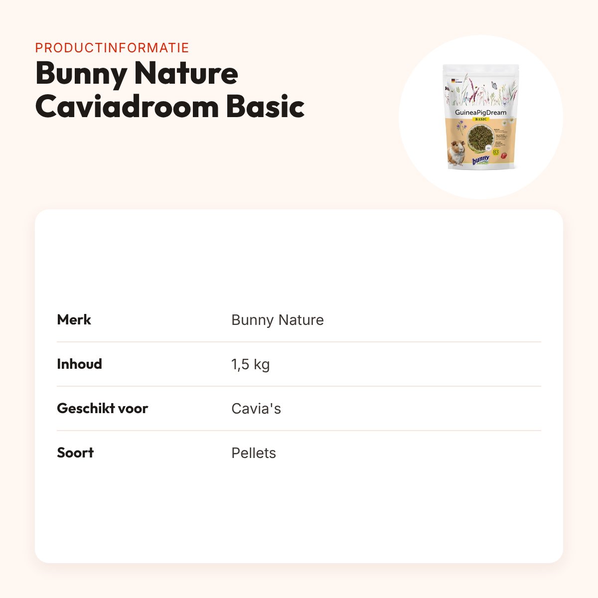 Bunny Nature Caviadroom Basic caviavoer 1,5 kg – 42 planten – productinformatie