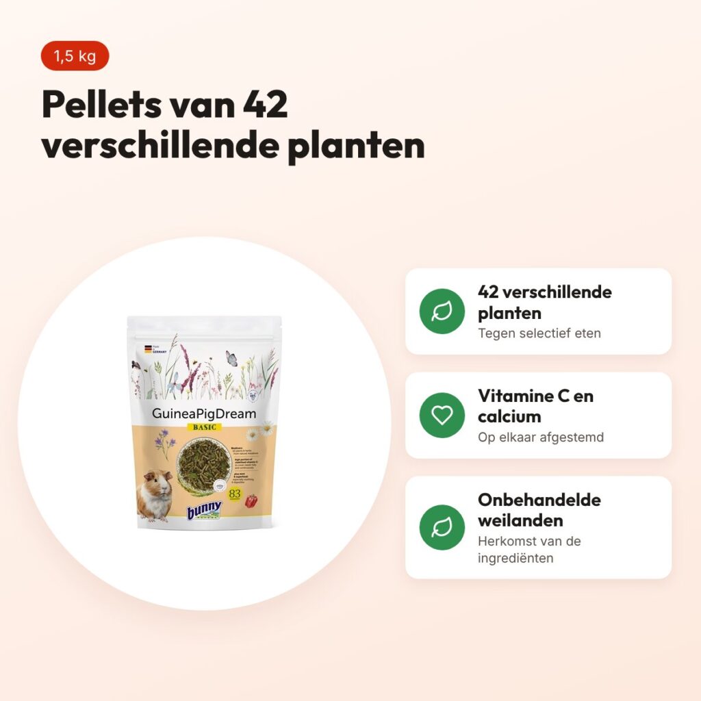 Bunny Nature Caviadroom Basic caviavoer 1,5 kg – 42 planten – voordelen