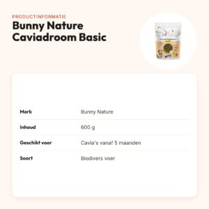 Bunny Nature Caviadroom Basic caviavoer 600 g – biodivers – productinformatie