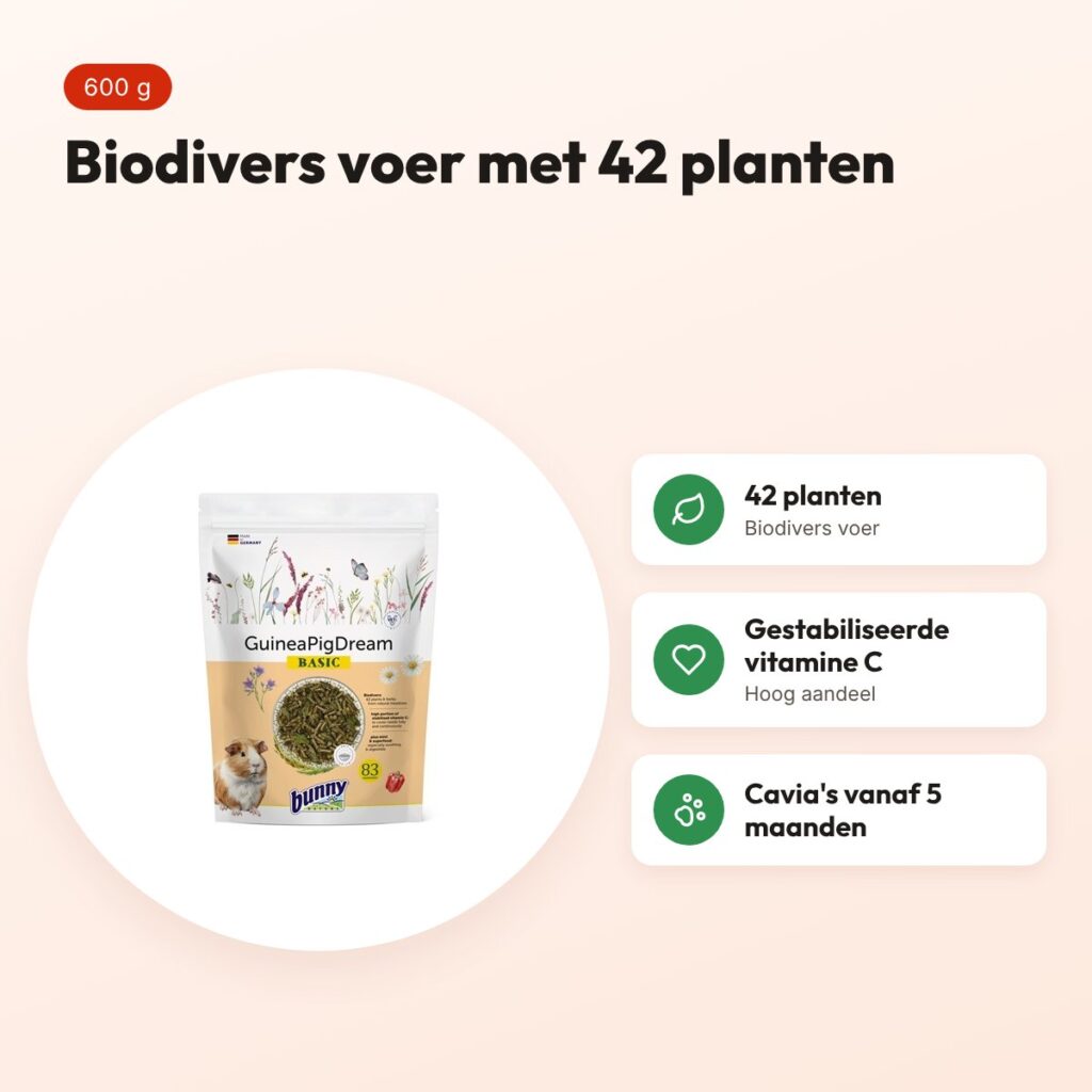 Bunny Nature Caviadroom Basic caviavoer 600 g – biodivers – voordelen