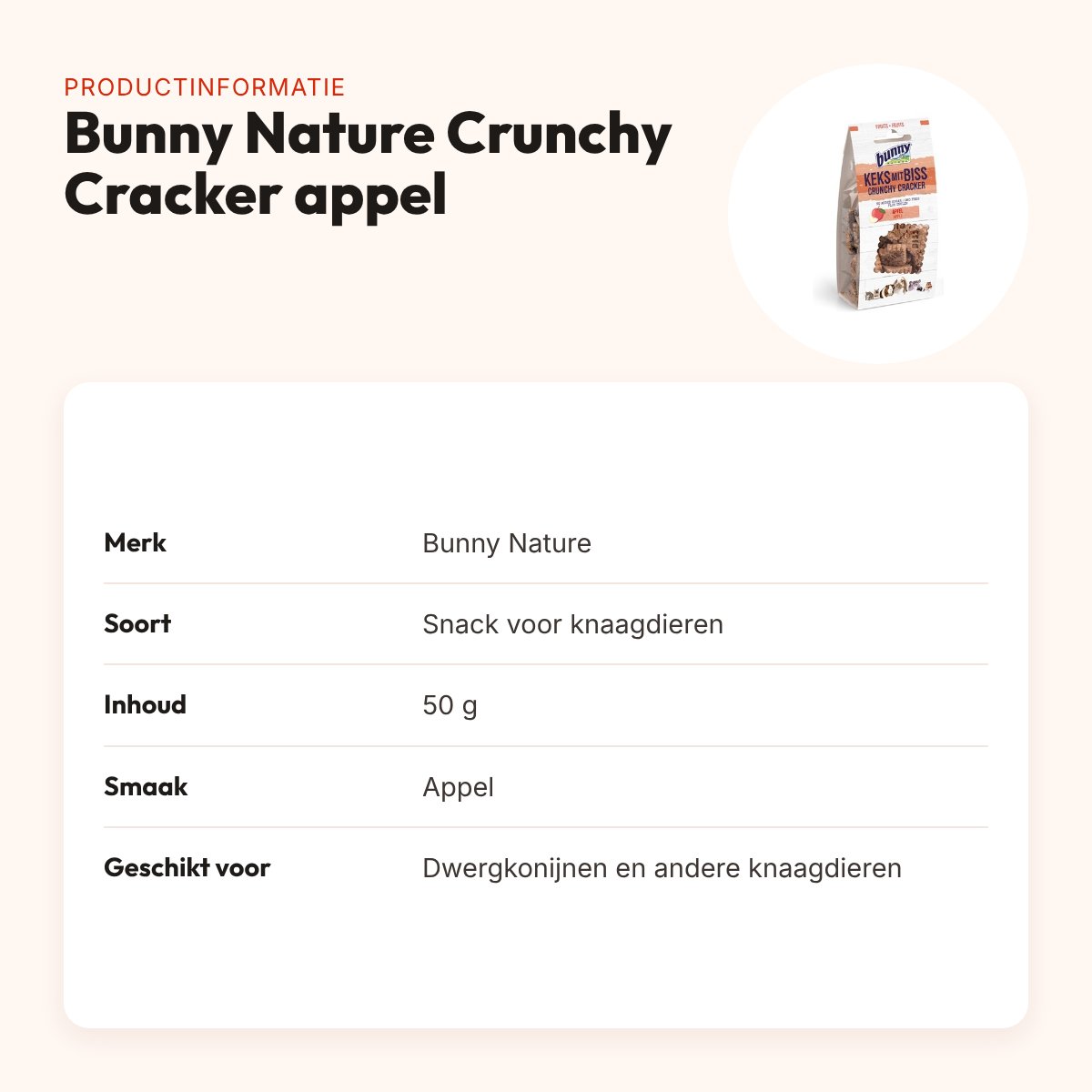 Bunny Nature Crunchy Cracker appel 50 g – knapperige snack – productinformatie