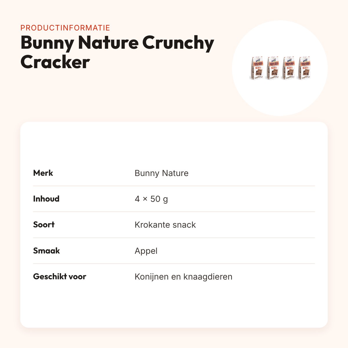 Bunny Nature Crunchy Cracker appel 50 g – multipack 4 stuks – productinformatie