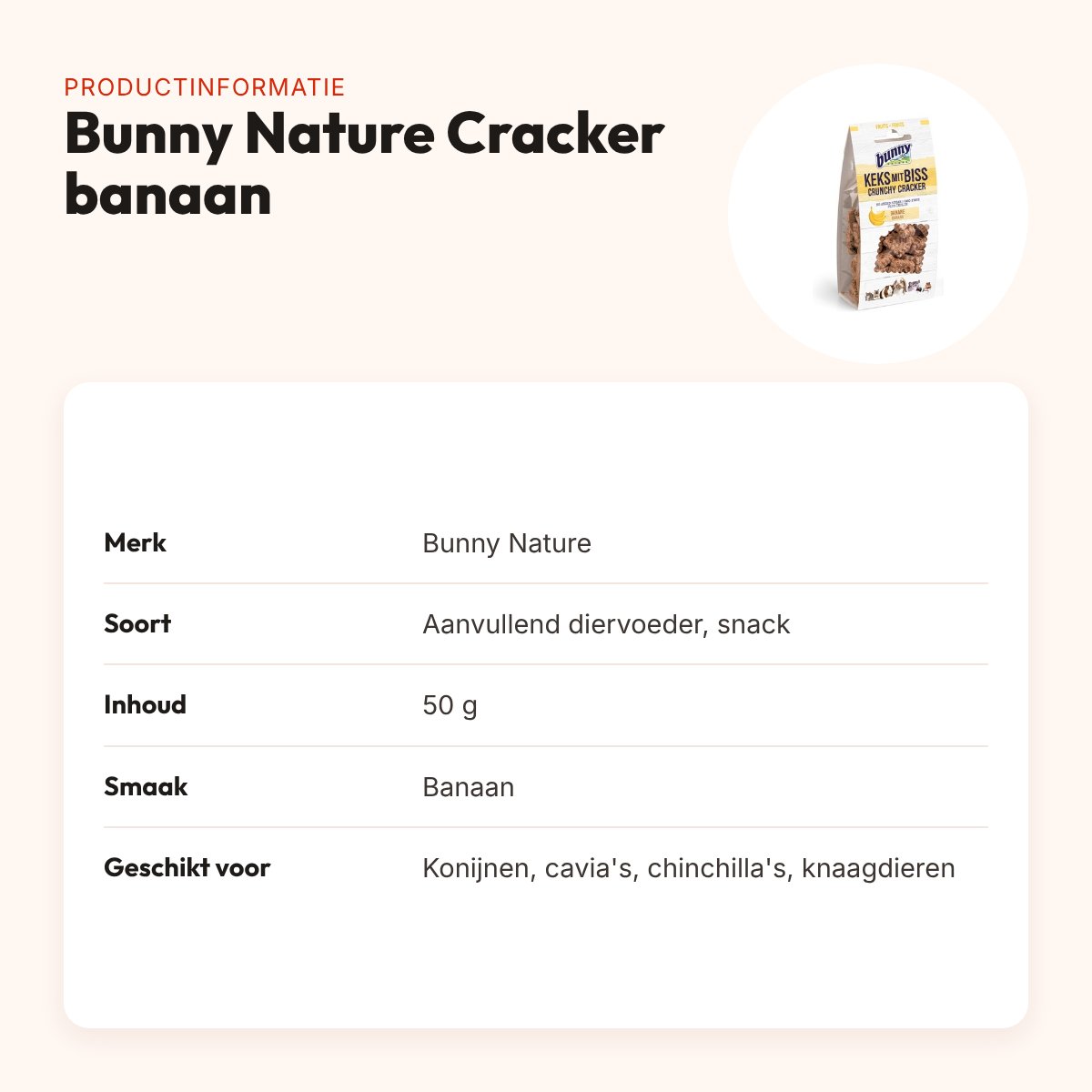 Bunny Nature Crunchy Cracker banaan 50 g – krokante snack – productinformatie