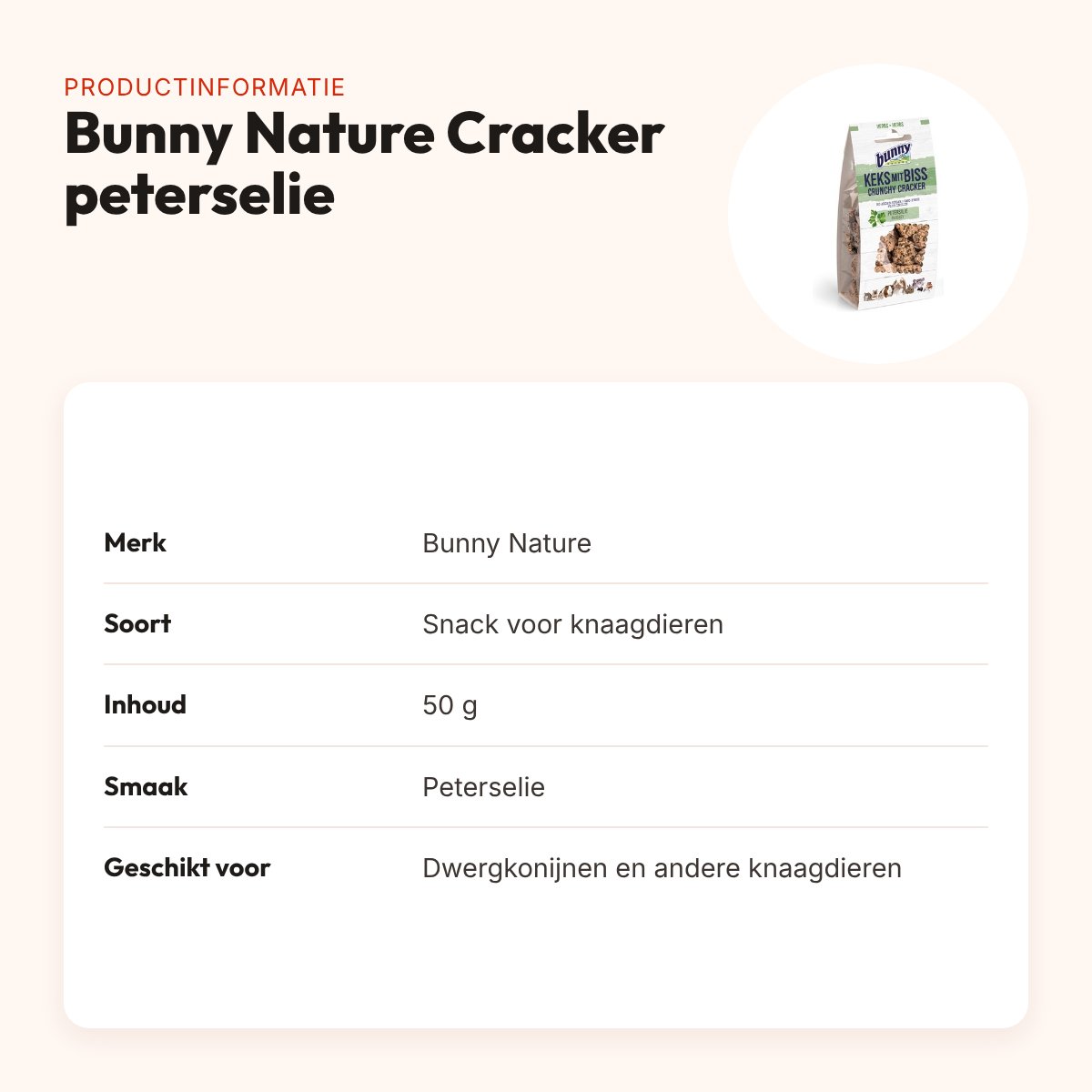 Bunny Nature Crunchy Cracker peterselie 50 g – knapperige snack – productinformatie